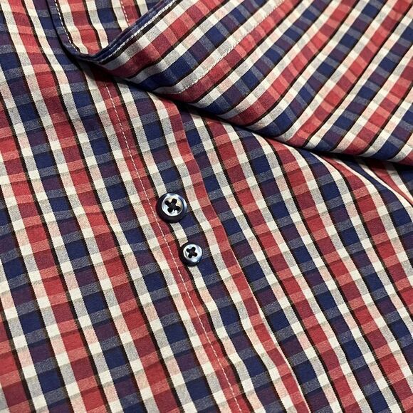 The Men’s Store Bloomingdale’s Red Blue Gingham Button Down Long Sleeve Men’s Me - Picture 7 of 7